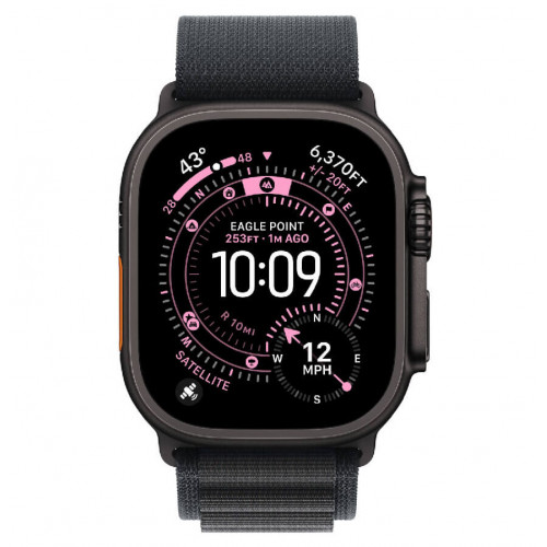 
Apple Watch Ultra 3, 49 мм, Black Titanium Case/Black Alpine Loop Large Band