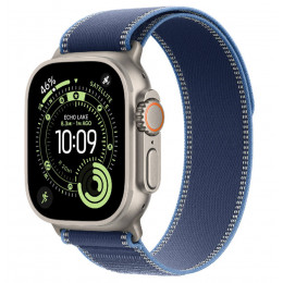 Apple Watch Ultra 3, 49 мм, Natural Titanium Case/Blue/Bright Blue Trail Loop S/M Band
