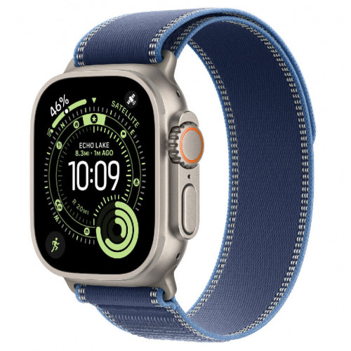 
Apple Watch Ultra 3, 49 мм, Natural Titanium Case/Blue/Bright Blue Trail Loop S/M Band