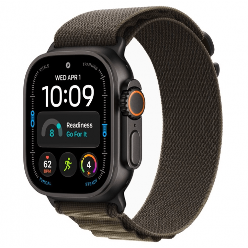 
Apple Watch Ultra 4, 49 мм, Black Titanium Case with Dark Olive Alpine Loop (L)
