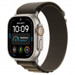 Apple Watch Ultra 4, 49 мм, Natural Titanium Case with Dark Olive Alpine Loop (M)