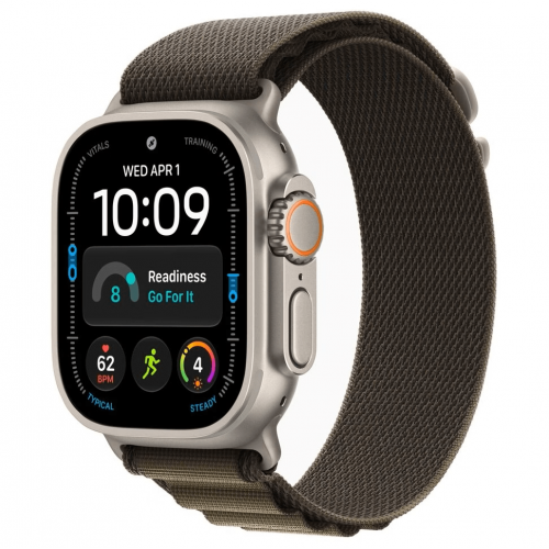 
Apple Watch Ultra 4, 49 мм, Natural Titanium Case with Dark Olive Alpine Loop (L)