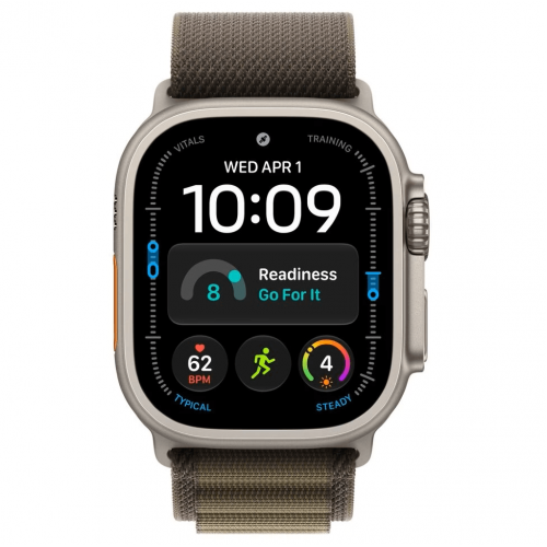 
Apple Watch Ultra 4, 49 мм, Natural Titanium Case with Dark Olive Alpine Loop (M)