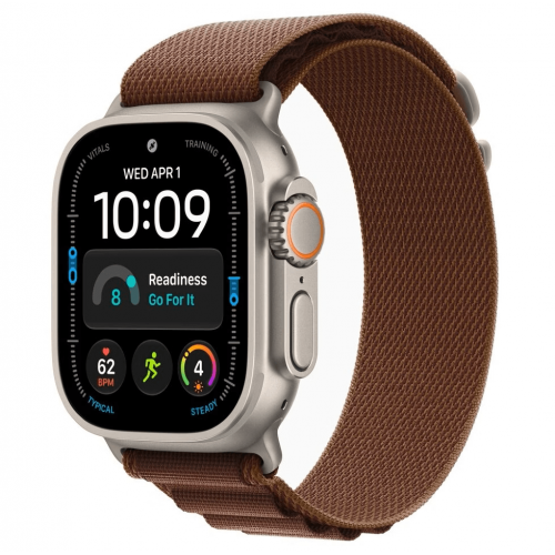 
Apple Watch Ultra 4, 49 мм, Natural Titanium Case with Burgundy Alpine Loop (L)