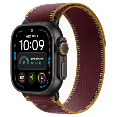 
Apple Watch Ultra 4, 49 мм, Black Titanium Case with Burgundy Trail Loop (S/M)