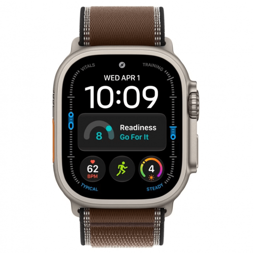 
Apple Watch Ultra 4, 49 мм, Natural Titanium Case with Dark Umber Trail Loop (S/M)