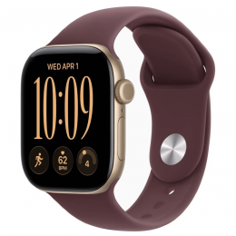 Apple Watch Series 12, 42 мм, Light Gold Aluminum Case with Burgundy Sport Band (S/M)