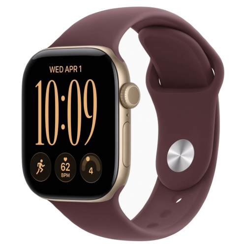 
Apple Watch Series 12, 46 мм, Light Gold Aluminum Case with Burgundy Sport Band (S/M)