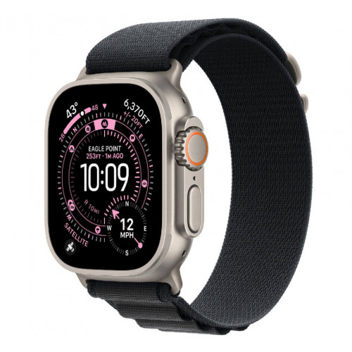 
Apple Watch Ultra 3, 49 мм, Natural Titanium Case/Black Alpine Loop Small Band