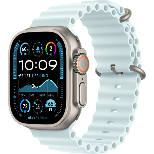 
Apple Watch Ultra 2 (2024) GPS + Cellular, 49 мм, корпус из титана, ремешок Ocean цвета «Ice Blue»