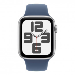 Apple Watch Series SE 2024, 40mm, Silver Aluminium Case, Sport Band Blue Denim, M/L