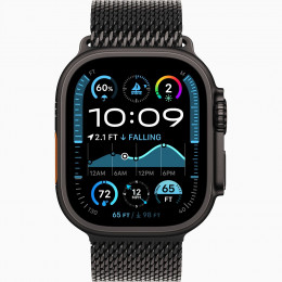 Apple Watch Ultra 2 GPS + Cellular, 49 мм, корпус из титана, ремешок Titanium Milanese Loop черного цвета, размер M