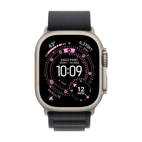 
Apple Watch Ultra 3, 49 мм, Natural Titanium Case/Black Alpine Loop Medium Band