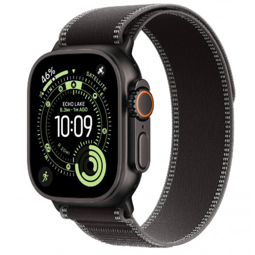 
Apple Watch Ultra 3, 49 мм, Black Titanium Case/Black Charcoal Trail Loop S/M Band