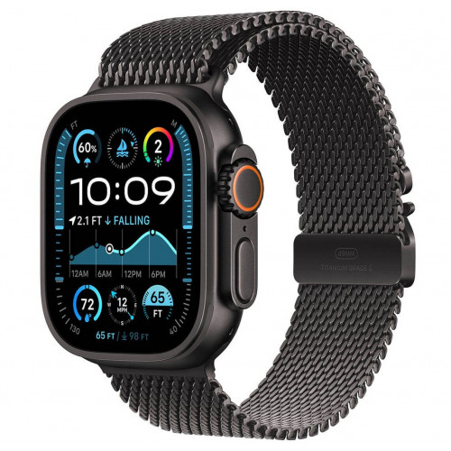 
Apple Watch Ultra 2 GPS + Cellular, 49 мм, корпус из титана, ремешок Titanium Milanese Loop черного цвета, размер L