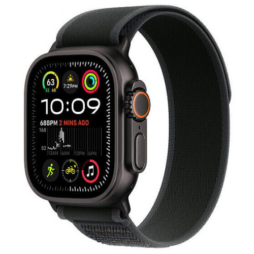 
Apple Watch Ultra 2 GPS + Cellular, 49 мм, черный корпус из титана, ремешок Trail цвета «Black», размер S/M