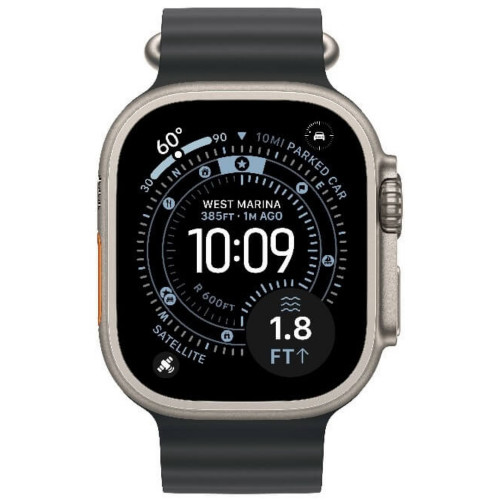 
Apple Watch Ultra 3, 49 мм, корпус из титана, ремешок Ocean цвета «Black»