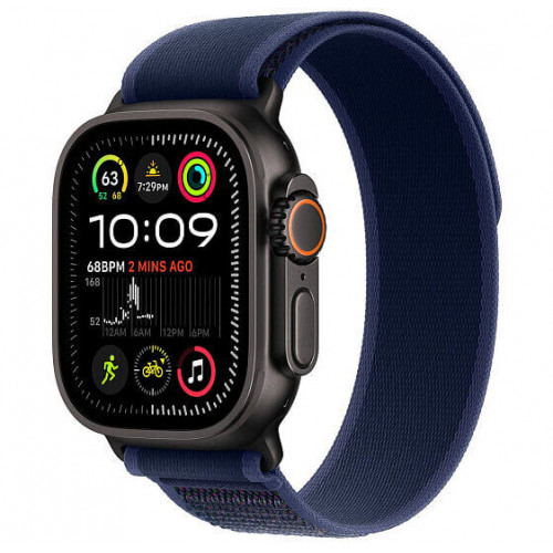
Apple Watch Ultra 2 GPS + Cellular, 49 мм, черный корпус из титана, ремешок Trail цвета «Blue», размер M/L