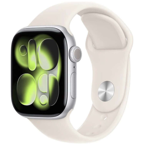 
Apple Watch Series 11, 46 мм, Silver Aluminium Starlight Sport Band S/M