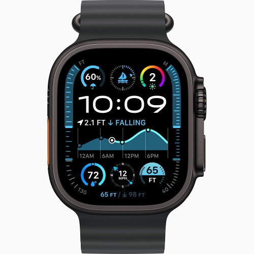 
Apple Watch Ultra 2 GPS + Cellular, 49 мм, черный корпус из титана, ремешок Ocean цвета «Black»