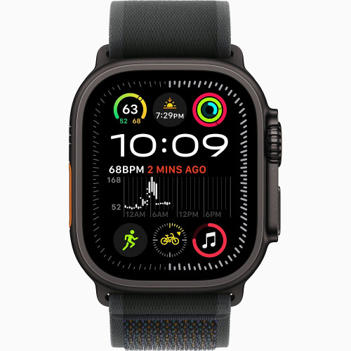 
Apple Watch Ultra 2 GPS + Cellular, 49 мм, черный корпус из титана, ремешок Trail цвета «Black», размер S/M
