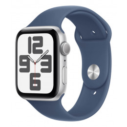 Apple Watch Series SE 2024, 44mm, Silver Aluminium Case, Sport Band Blue Denim S/M