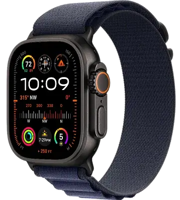 Apple Watch Ultra 2 GPS + Cellular, 49 мм, черный корпус из титана, ремешок Alpine цвета «Navy», размер M